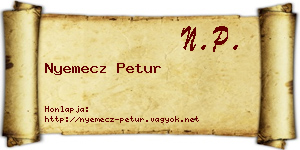 Nyemecz Petur névjegykártya